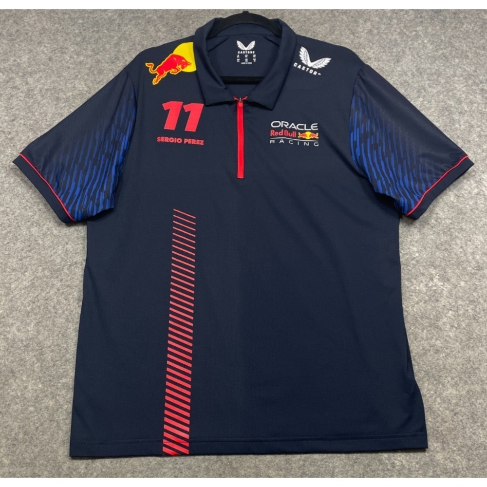 Castore Sergio Perez #11 Formula F1 Red Bull Racing Polo Shirt Navy 2XL Oracle